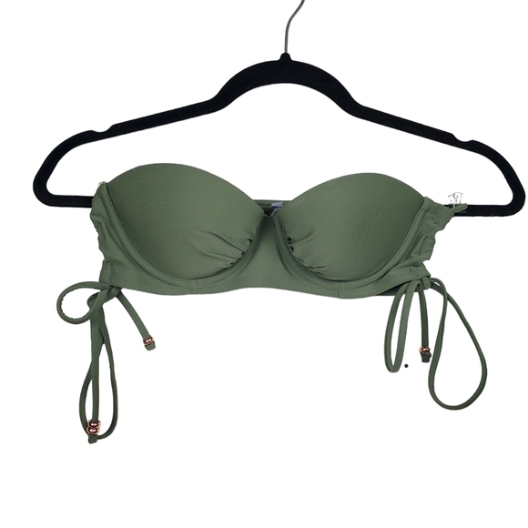 Aerie Womens Green Bandeau Bikini Swimsuit Size 34A - Picture 9 of 13